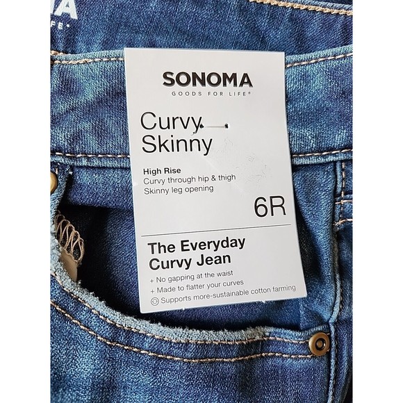 Sonoma Curvy Skinny Jeans Womens 6 Blue Medium Wash High Rise Stretch NEW - Picture 5 of 7
